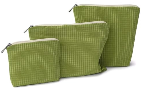 BBORGDC Small Cosmetic Bag Set of 3 for Purse, Green Makeup Pouch Set, 3 Sizes Zipper Organizer for Travel & Toiletries, Gift for Her Birthday, Bridesmaid & Best Friend