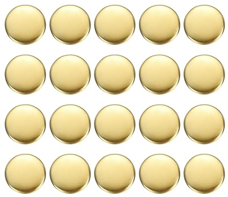 sourcing map 20pcs Metal Round Buttons 15mm Brass Sewing Craft Replacement Buttons for Blazer Suits Clothing Decoration DIY Accessories, Gold