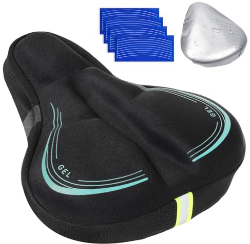 BITOYO Housse Selle Vélo Ultra Confortable avec Protege Pluie Velo, Couvre Selle Velo Gel avec Coussin de Siège de Vélo en Mousse à Mémoire de Forme Double Couche pour VTT, E-Bike, Peloton