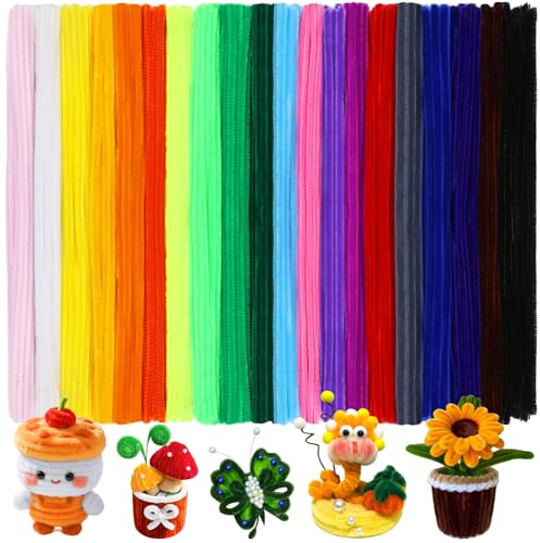ENCHOL 200 Pcs Pipe Cleaners for Craft, 20 Colors Chenille Stems