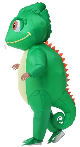 Poptrend Inflatable Chameleon Costume for Adults, Halloween Lizard Blow Up Costume Funny Party Cosplay Full Body Suit