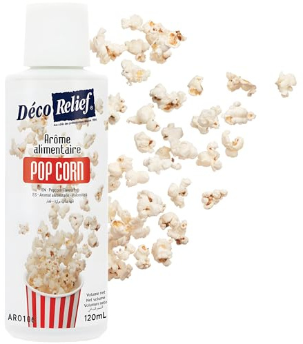 Déco Relief - Arôme Liquide Goût Pop Corn 120 ml - Arôme Alimentaire Pâtisserie & Yaourtière - Pour Gâteaux, Pâtisseries, Yaourts - Arôme Concentré - ARO106