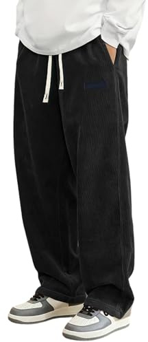 Generisch Pantalon baggy en velours côtelé pour homme - Pantalon de jogging extensible - Pantalon sarouel long - Tissu côtelé - Pantalon japonais - Automne et hiver - Taille élastique - Pantalon de