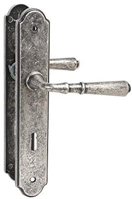 MS Beschläge® Türdrücker Türklinke mit Hochhaltefeder aus Zamak antik grau Modell 391 Antik (Buntbart)