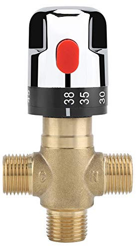 TOPINCN Mitigeur thermostatique en Laiton pour Eau Chaude, Froide, température de l'eau Chaude, Tuyau de lavabo, contrôle du Thermostat de Salle de Bain, Salle de Bain, Cuisine Public Places G1 / 2