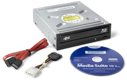 Hitachi-LG BH16 Internal Blu-Ray Drive, BD BD-R BDXL DVD-RW CD-RW ROM Player/Writer for Desktop PC, Windows 10 Compatible, 16x Write Speed, Software Included - Black (Bulk Version)