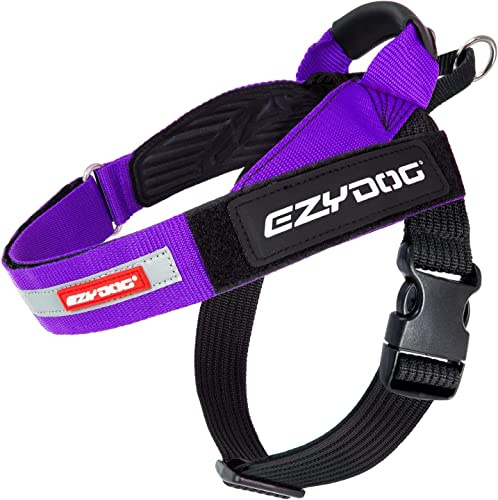 EzyDog Express Dog Harness | Dog Harness for Small, Medium and Large Dogs, Angled Ergonomic Design, Moulded Grip Handle, Easy Release Side Buckle (XL, Purple)