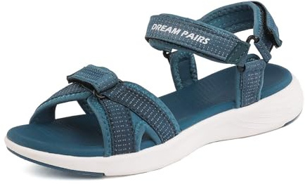 DREAM PAIRS Sandales de Randonnée Femme Confortables Antidérapantes Légères à Brides Réglables Semelle Amortissante Marche Trekking Extérieur Plage Été,Size 43,Bleu,QDL19001L