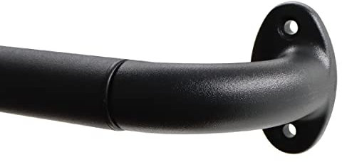 Qlfyuu Curtain Pole for Blackout Room Darkening Curtains, Metal Curtain Rod Extendable Curtain Rail for Windows, Rust-Resistant Telescoping Curtain Poles Indoor Outdoor (Black, L)