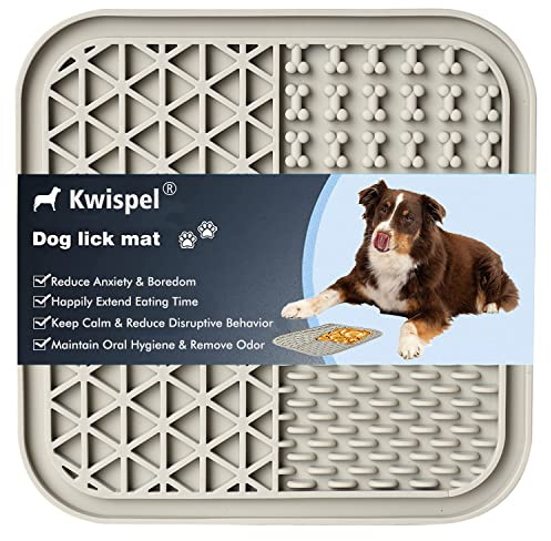 Kwispel Lick Mat for Dogs, Dog Lick Mat with Suction Cups for Anxiety, Peanut Butter Dog Licking Mat Slow Feeder Dispensing Treater Lick Pad for Dogs Cats Grooming Bathing and Training (Grey)