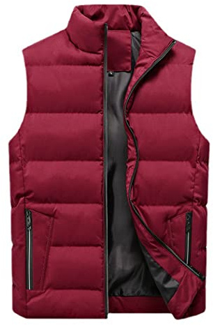 RQPYQF Giubbino Smanicato Uomo Invernale Gilet Imbottito Zip Giacca Senza Maniche Caldo Elegante Casual Primaverile Invernale (Rosso, 3XL)