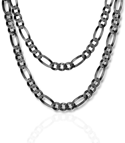 Herrhalsband Silver 925 Figaro 50cm Svart Oxiderad Maskulin Design Hållbart