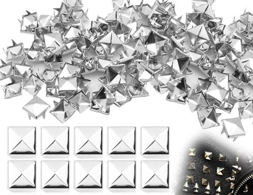 KAPSING 100 Pcs Rivets Carrés Rivets en Métal pour Cuir Pyramide Spike Rivets DIY Punk Rivets pour Sacs Bracelet En Cuir Manteaux Gants