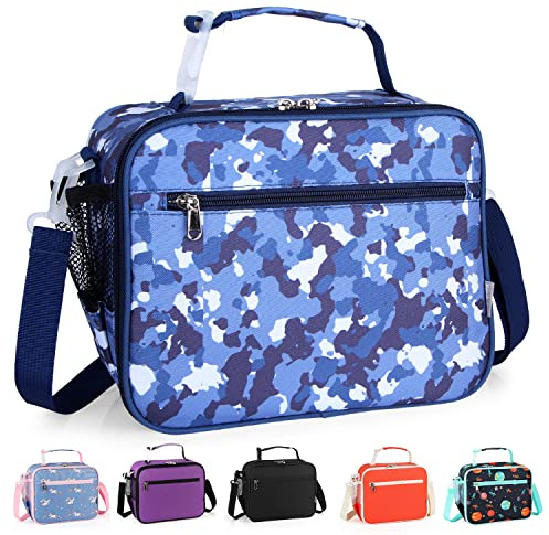 hombrima Insulated Lunch Box Bag, Kids Thermal Cool Bags with Adjustable Strap for Adults Children Women Men Boys Girls School Office Outdoor(camblue)