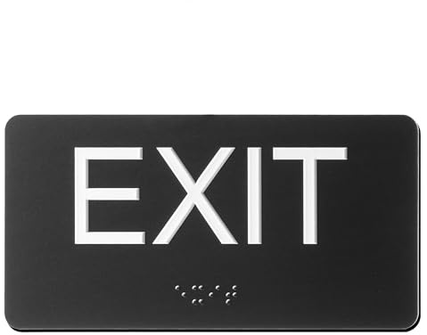 Exit Sign - ADA Compliant Exit Signs With Braille and Raised Letters for Business, Emergency Exit Sign for Office Restroom Indoor Outdoor,Easy Installation-Horizontal (3 * 6 In)