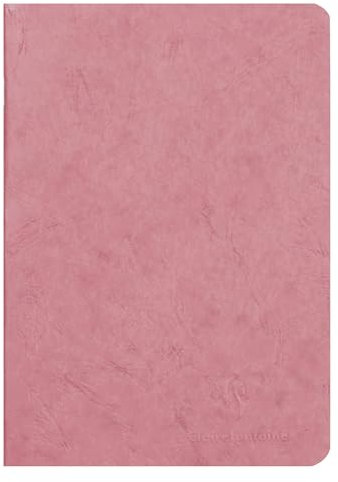 Clairefontaine 733106C - Notizheft Kladde Age Bag, DIN A5 14,8x21 cm, 48 Blatt blanko 90g, Einband gekörnt mit Lederstruktur, Altrosa, 1 Stück