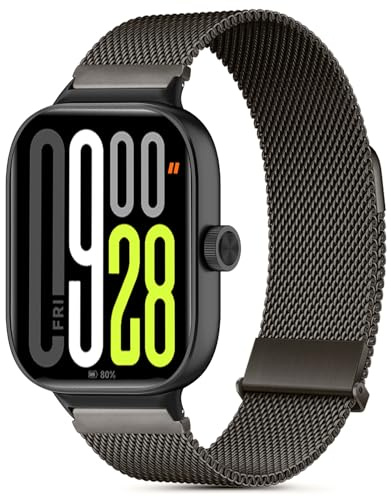 CHANRASI Metallarmband kompatibelt med Xiaomi Redmi Watch 5/Xiaomi Redmi Watch 4 Damarmband, dubbla magnetiska armband för Xiaomi mi band 9 Pro/Xiaomi mi band 8 Pro grå