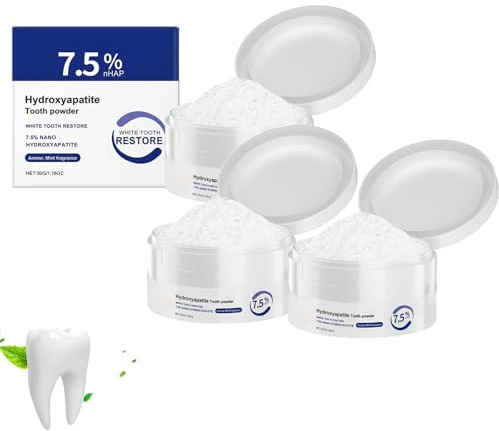 Hydroxylapatit-Zahnpulver, Hydroxylapatit-Pulver, Reparatur weißer Zähne mit Hydroxylapatit, sanfte Minze, frischer Atem (3pcs)