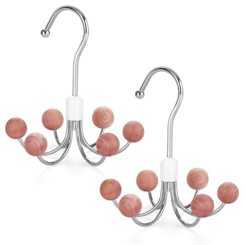 Surluoen 2-Pack Hoodie Hangers with 6 Balls, 360° Swivel, Multi-Ball Design, Stainless Steel