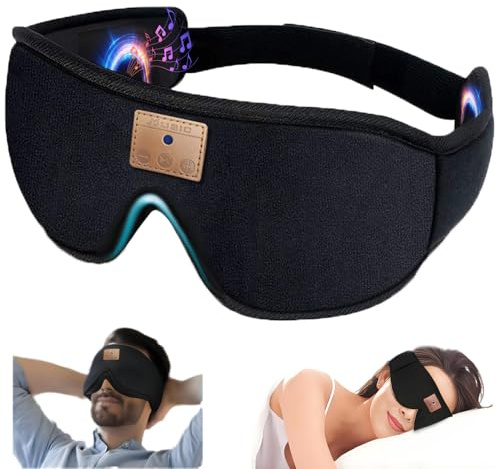 AndThere Bandeau Ecouteurs pour Dormir, Casque Anti Bruit Sommeil Masque de Nuit Yeux pour Femme et Homme, 3D Sleep Mask Sommeil Bluetooth Bandeau Ecouteur de Musique Sport Voyage Travail