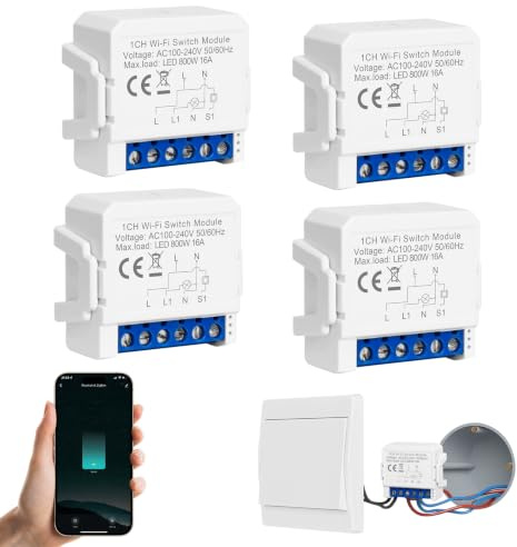 WLAN Smart strömbrytare Alexa, Wi-Fi-strömbrytare Smart Life, WIFI ljusbrytare Smart Home med röststyrning/timer, kompatibel SmartLife/Tuya, Alexa, Google Assistant (3 st)