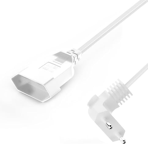 VIEVRE 3,0M Verlängerungskabel Flach, Eurostecker Verlängerung 2.5A 250V, Verlängerungskabel Kurz Typ-C-Stecker Eurostecker auf Typ-C Euro für TV Computer Monitor Beamer Lampe Haushaltsgeräte, Weiß