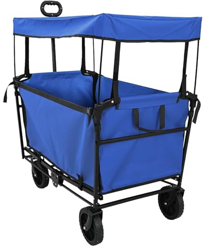 LoogCape Chariot pliant, noir, 105 x 56,5 x 116 cm, tissu Oxford avec cadre en métal renforcé, pliable, charge lourde, pour déménagement, jardin, entrepôt, avec poignée réglable et roues à 360°