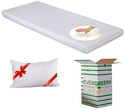 Evergreenweb – Colchón para niños de 80 x 190 x 12 cm de Espuma de Poliuretano expandido 100% Transpirable y antiasfixia, Ideal para Cuna, Cama Individual, Funda extraíble, antialérgica, Lavable