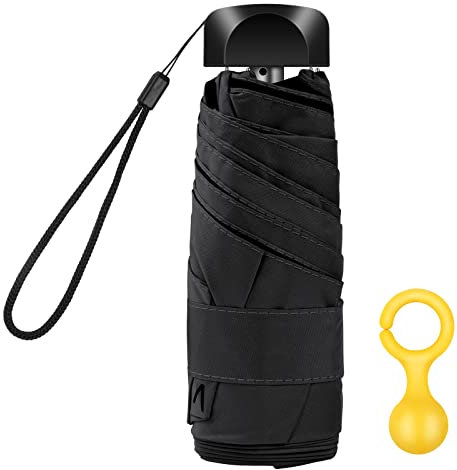 Vicloon Folding Umbrella, Pocket Umbrella, Fashion Compact Portable Anti-UV, Ideal for Outdoor Activities, Golf, Travel, Hiking, 1 x black, M