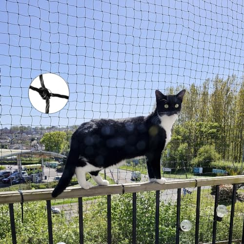 Säkerhetsnät för katt (balkongnät) 4 x 3 m svart