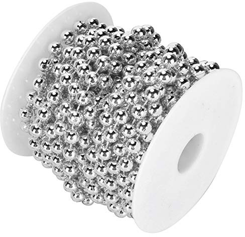 HERCHR Cadena, 10 Metros Cadena de Bolas, Cadenas Cortable Cadena de Cuentas para Bisuteria Manualidades Joyas Boda Fiesta, 8 mm(Plata)