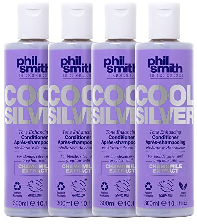 Phil Smith Be Gorgeous | Cool Silver Tone Enhancing Conditioner | For Blonde, Silver and Grey Hair | Chamomile Extract | Violet Formula | Brighten dull and Brassy Hair | Vegan Friendly, Pack of 4