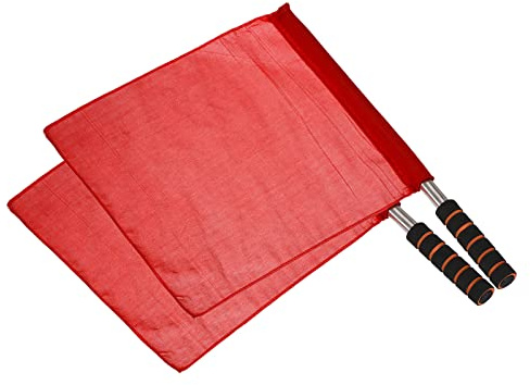 PATIKIL Referee Flag, 2 Pack Stainless Steel Pole Sponge Handle for Football Soccer Track and Field Sports Linesman Command Hand Signal, Red