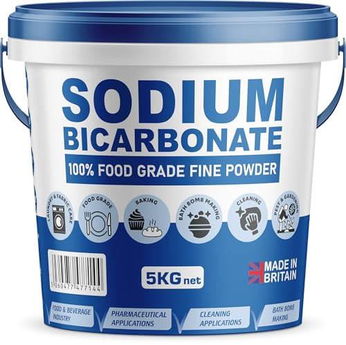 Baking Soda, Sodium Bicarbonate 100% Pure Food Grade Bicarb Bicarbonate Baking Soda Bucket for Cooking, Cleaning, Baking, Bath Bombs, Odours, Teeth MADE in UK by PSN (5KG)