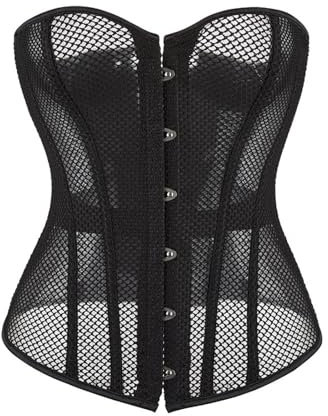 Mecnias Taillentrainer-Korsett Mit Stahlstäben, Atmungsaktives Schwarzes Mesh-Taillenschutzkorsett Im Palace-Stil, Taillenschutz-Schnürkorsett Für Clubwear, Bustier-Oberteil Mit Kunststoffknoch