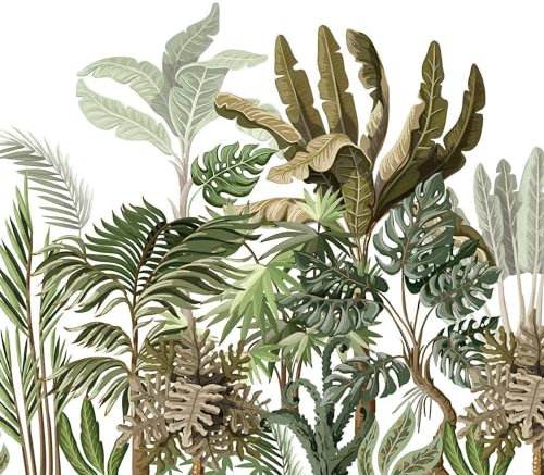 UNIK Nordic Vliestapete BxH: 400x250 cm mit Kinder und Baby XXL Wald Motiv, Kindertapete mit Dschungel Pflanzen, Premium Fototapete Urwald für Jungen und Mädchen, Für Jugend und Neugeborenen Zimmer