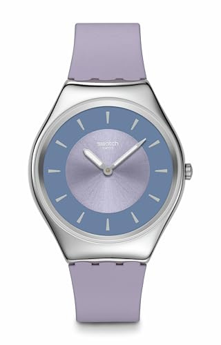 Swatch Montre à quartz unisexe en acier inoxydable violet avec inscription LYRICALLY Lavande, violet, Moderne