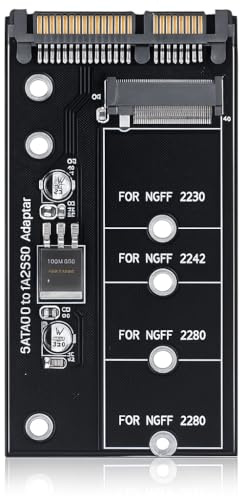 diybits M2 SATA till 22-stifts SATA III-adapter för SATA-baserad NGFF M.2 nyckel B/B + M 2280 2260 2242 2230 mm M.2 Super Speed 6 Gbps SSD till SATA-kortomvandlare (svart)