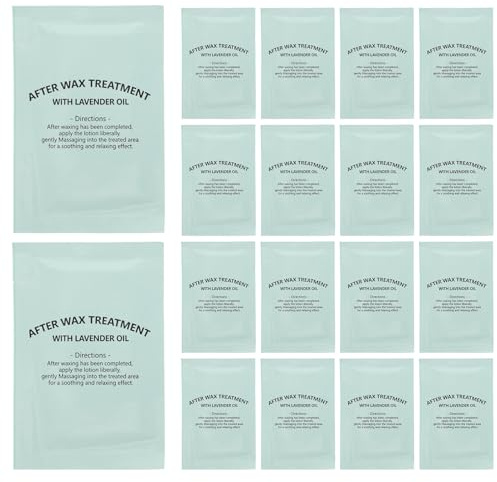 PLAFOPE 20pcs Wax Remover Wipes Post Waxing Cleaning Pads for Body and Face Soothing Nourishing Oil Formula Individually Wrapped for Gentle Aftercare and Redness Reduction