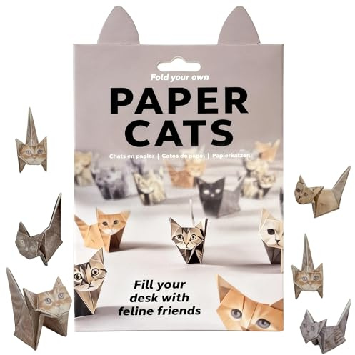 Bitone Paper Cats Kit,50 Sheets DIY Origami Cats with 5 Patterns & 2 Sizes,Paper Cat Origami Fun Craft Kit for Adults Kids,Home Desk Decoration,Gift for Cat Lovers
