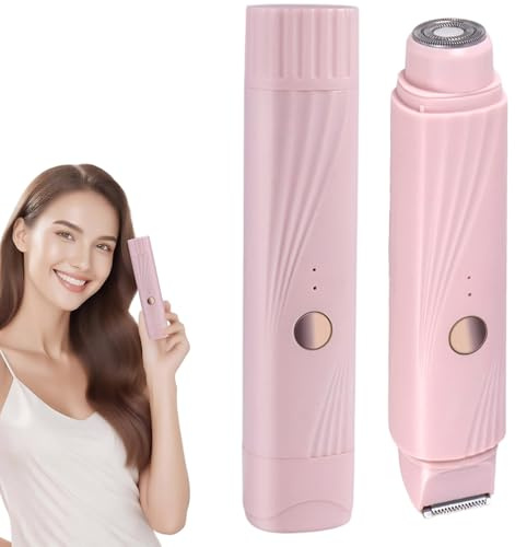Recortadora de bikini eléctrica para mujer, afeitadora eléctrica 2 en 1 para mujer, afeitadora de doble cabezal lavable para, recortadora de bikini portátil recargable para piernas, brazos, cue