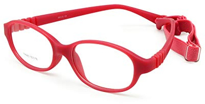 EnzoDate Boy Glasses Frame with Strap Size 50/16 One-piece No Screw Safe,Bendable Girls Flexible Eyeglasses, Optical Children Glasses.For Ages 9+y