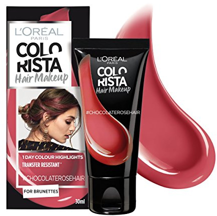 Colorista Hair Makeup Temporary Brunette Hair Colour, Choc Rose