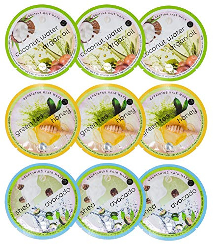 SpaLife Korean Deep Conditioning Hair Mask Packets | Mothers Day Gifts | Repairing, Nourishing & Hydrating Hair Mask for Dry Hair | Argan Oil, Coconut, Shea Butter, Avocado, Honey & Green Tea | 9 Pack
