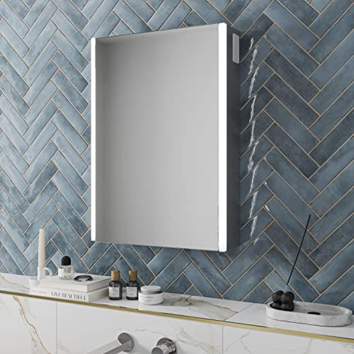 Artis® 500 x 700mm Bathroom Mirror Cabinet LED Lights Wall Mounted Shaver Speakers Illuminated Mirrors for Bathrooms, Mains Powered, Motion Sensor
