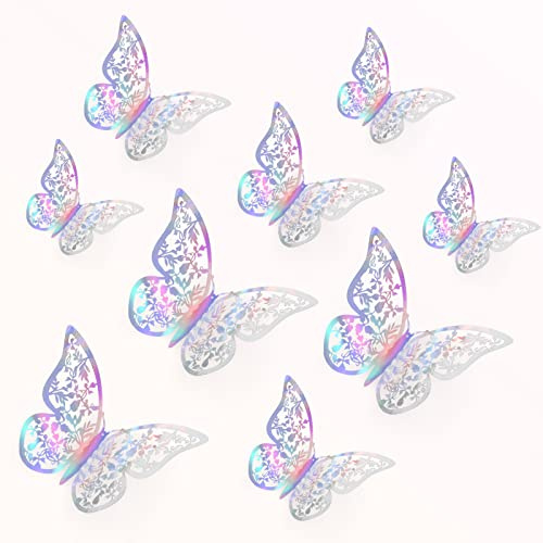 36Pcs 3D Butterfly Wall Sticker 3 Sizes Butterfly Wall Decals Multicolor | Butterflies Stickers for Walls Bedroom Party Wedding Decors(Colorful)