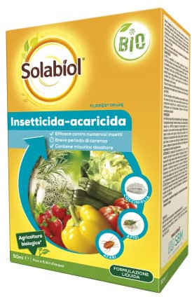 Solabiol Flipper Insetticida Acaricida Biologico di Origine Naturale. Elimina Afidi, Acari, Mosca Bianca, Tripidi, Psille, Cicaline, Cocciniglie su Piante Orticole, Frutticole, Ornamentali. 50ml
