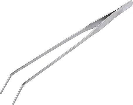 Stainless Steel Aquarium Tongs - Curved Feeding Tweezers, 27cm for Fish Tank Plant Aquascape Tools