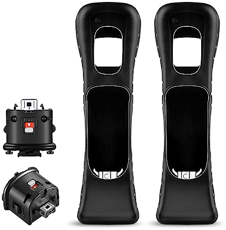 NC 2 Motion Plus Adapter Sensor and 2 Silicon Case use for Wii Remote Controller, Motion Plus Adaptor Accelerator Replacement for Wii Motion Plus Adapter（Black）