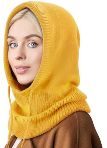 DRESHOW Sombreros de Invierno para Las Mujeres Pasamontañas de Punto Beanie Skull Cap Con Cordón Cálido Sombrero con Capucha Bufanda